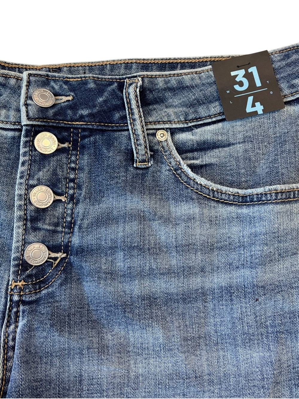 SILVER JEANS BOYFRIEND MID-RISE LUXE STRETCH DENIM SHORTS SIZE 31 - Picture 3 of 4